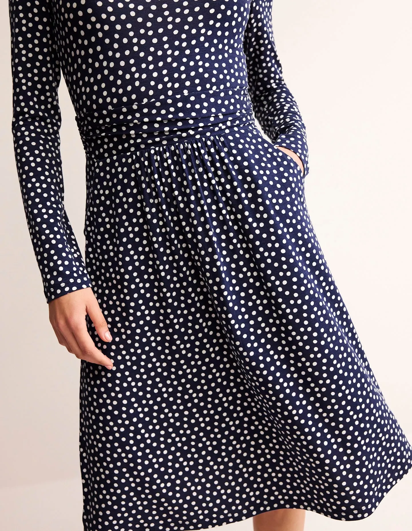 Abigail Jersey Dress-French Navy, Abstract Dot