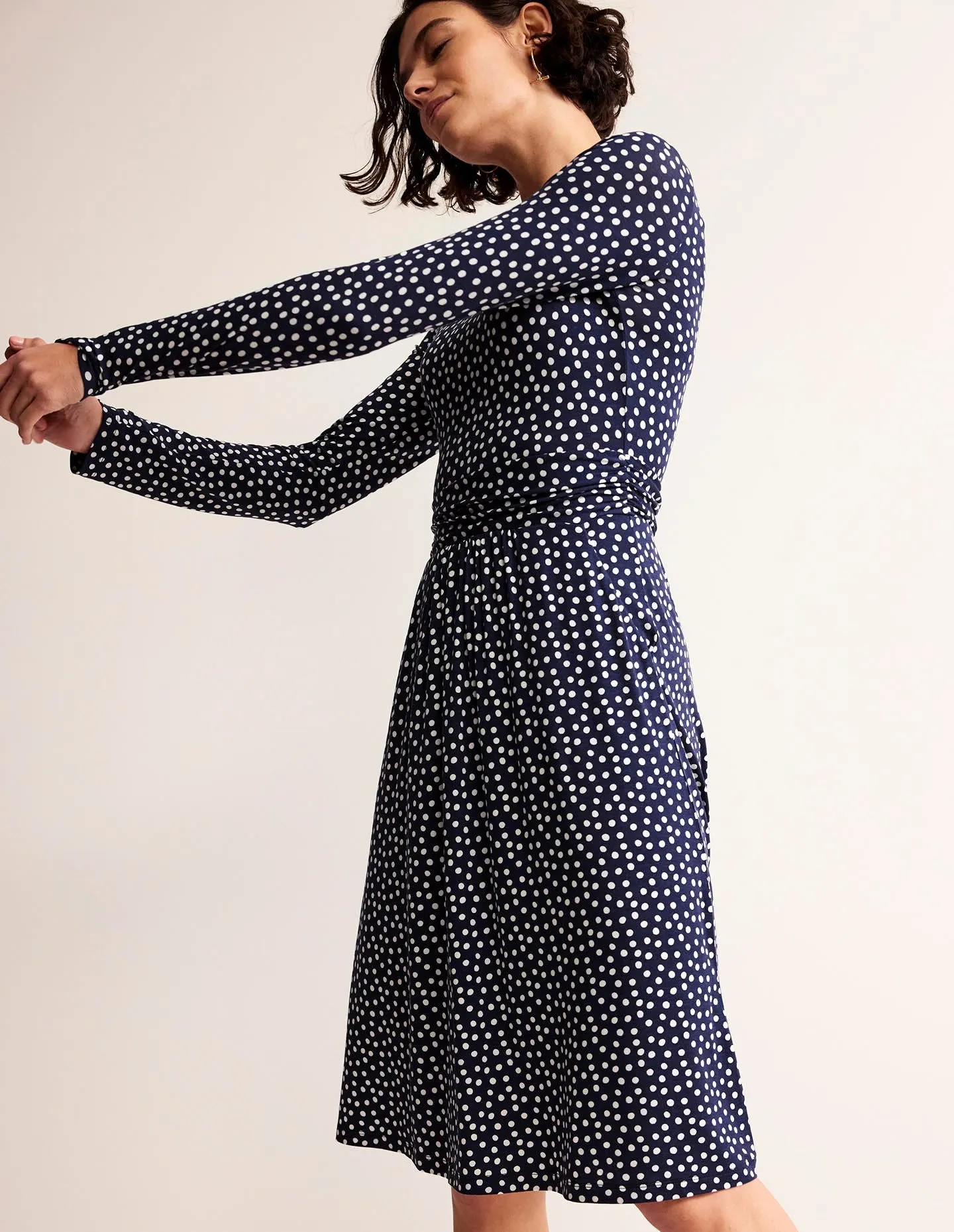 Abigail Jersey Dress-French Navy, Abstract Dot
