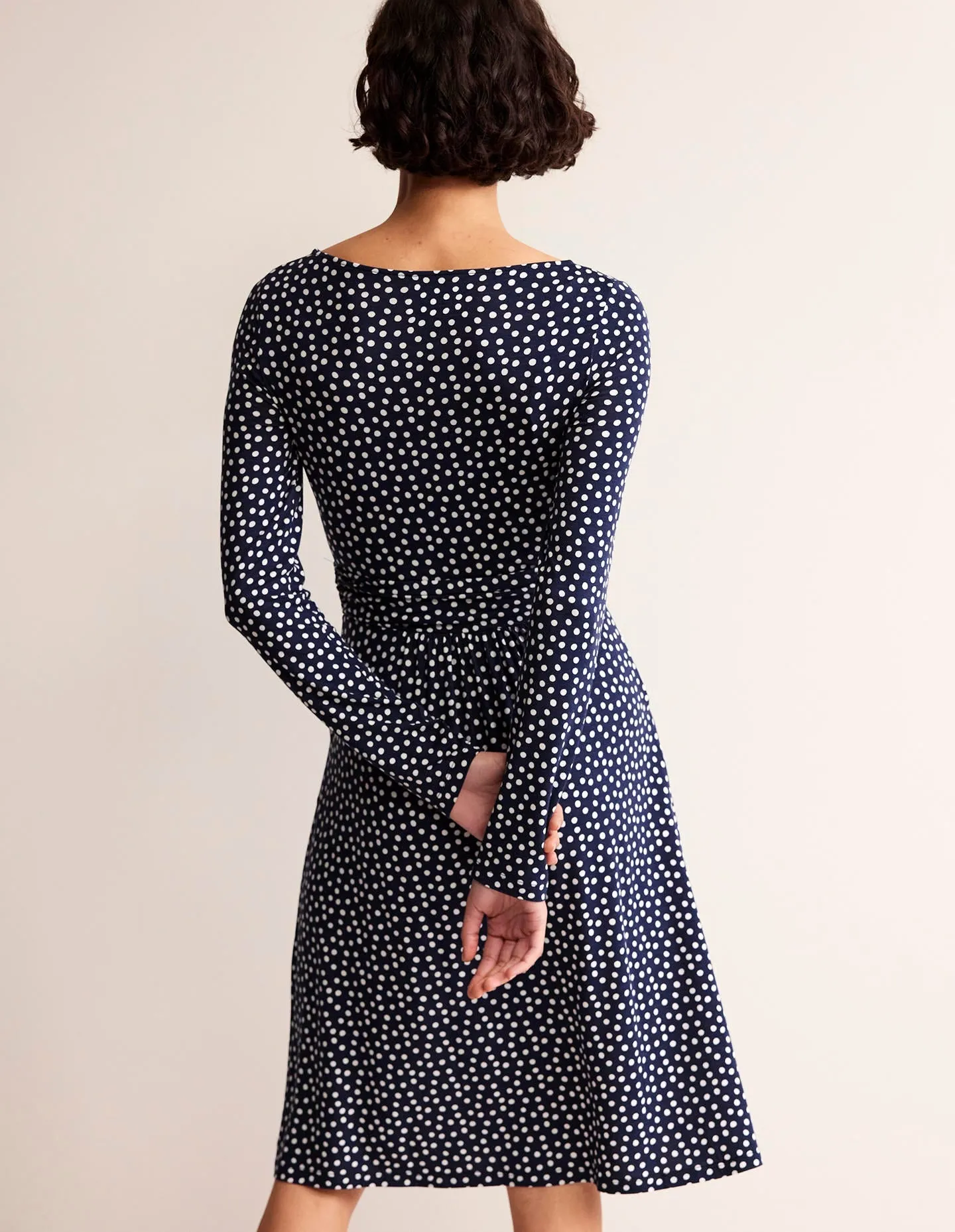 Abigail Jersey Dress-French Navy, Abstract Dot