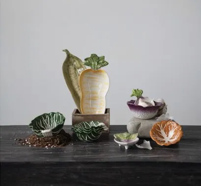 Cabbage Shaped Stoneware - Set of Two