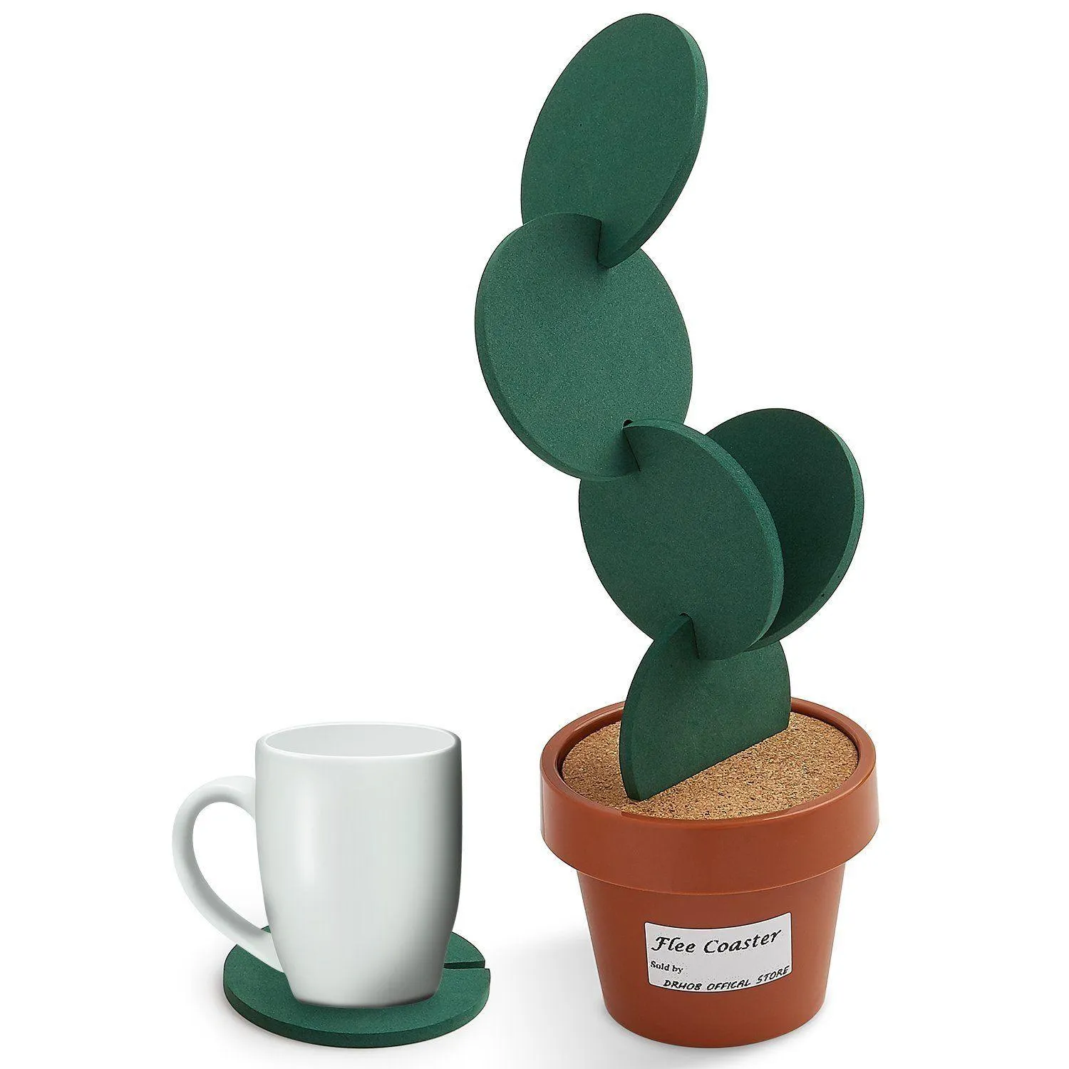 Cactus Shaped Coasters 6 Pcs Set