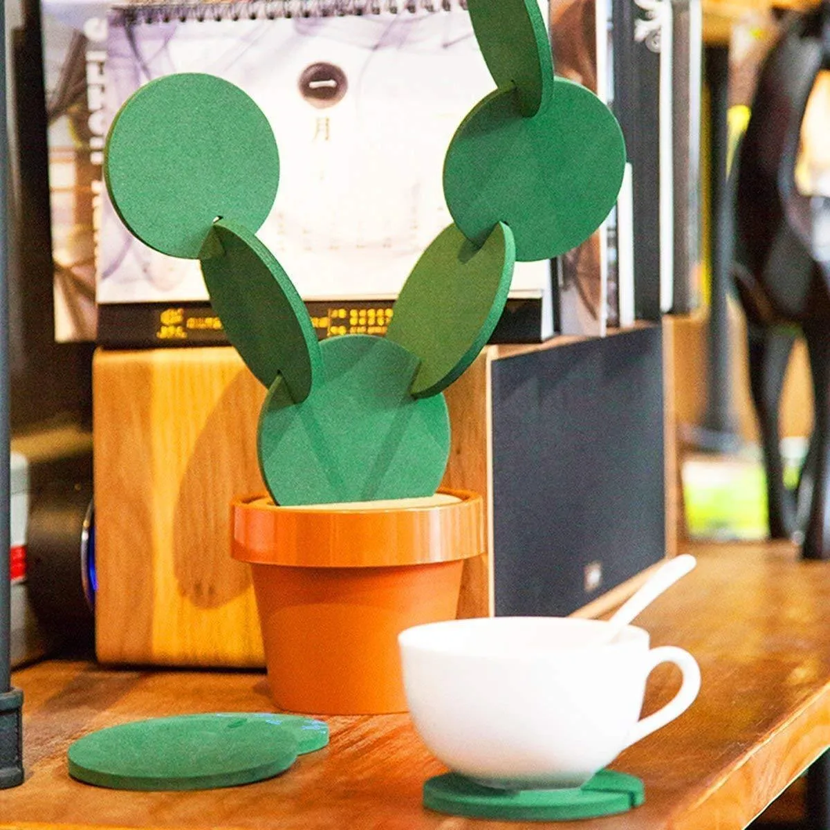 Cactus Shaped Coasters 6 Pcs Set