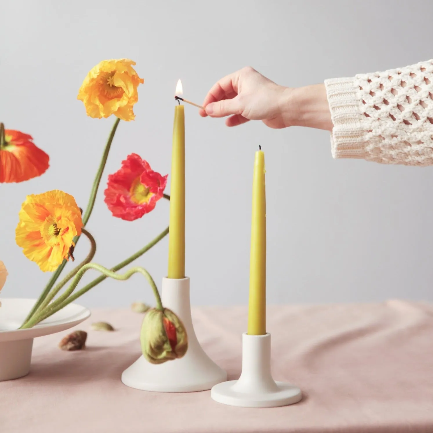 Ceramic Taper Candle Holder in White