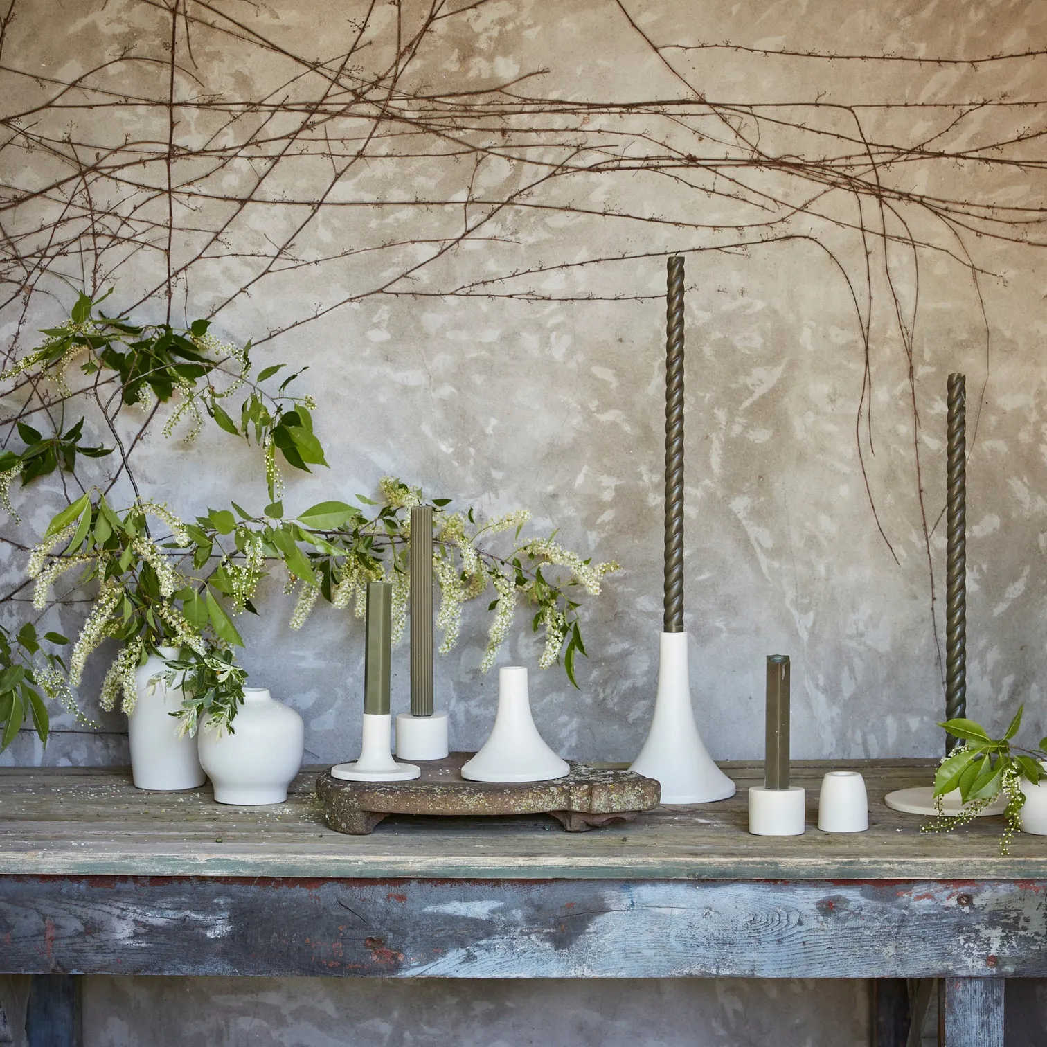 Ceramic Taper Candle Holder in White