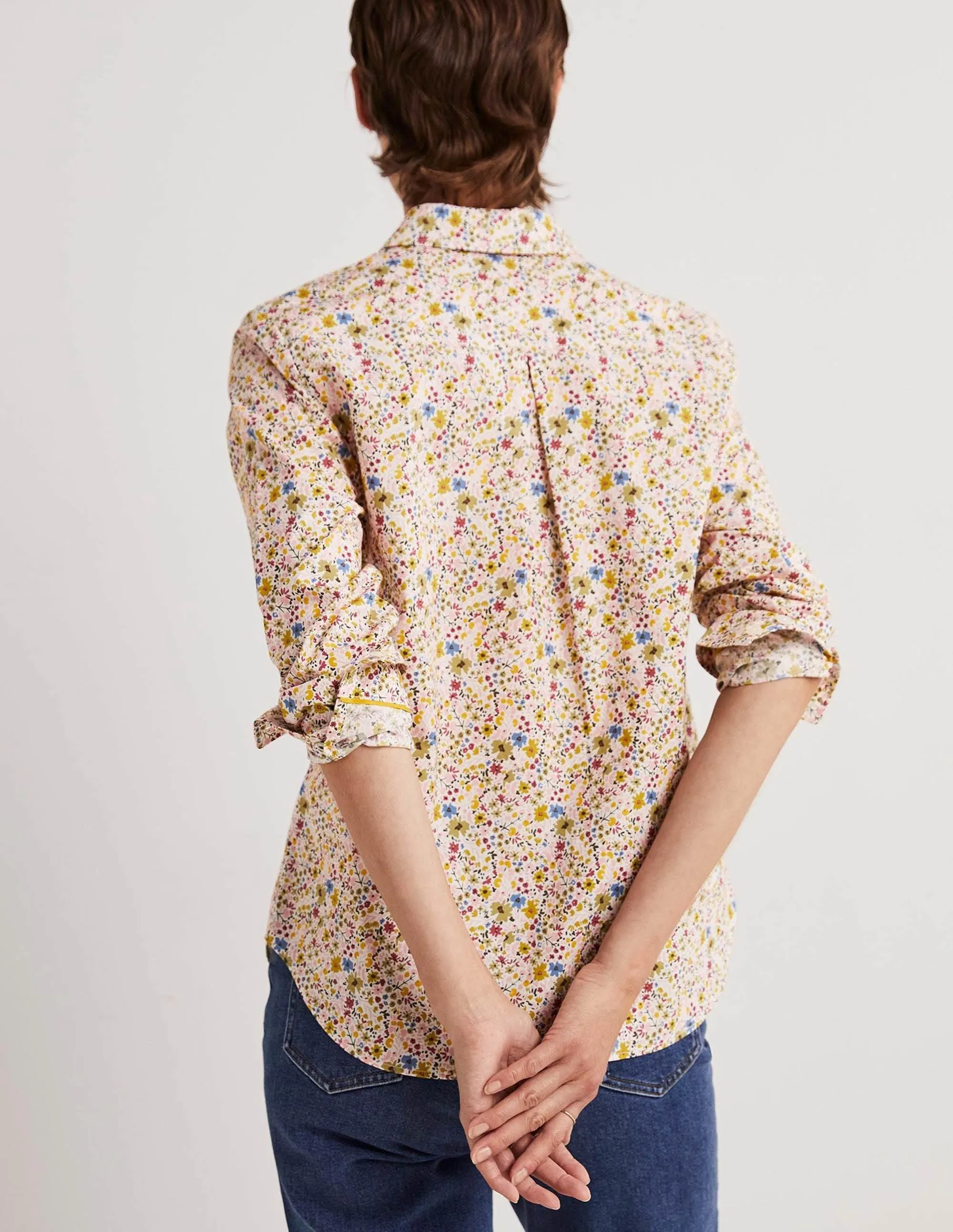 Classic Cotton Shirt-Ivory, Abstract Ditsy