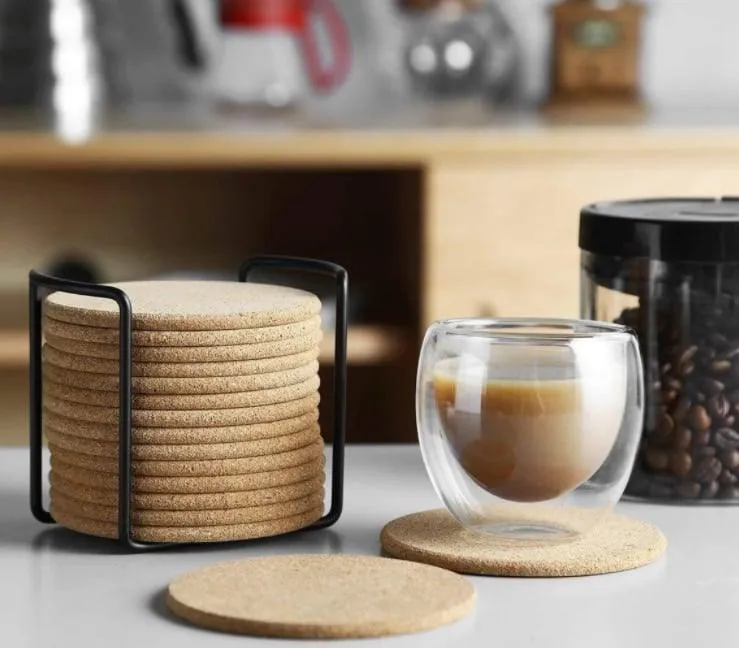 Cork Coaster with Holder