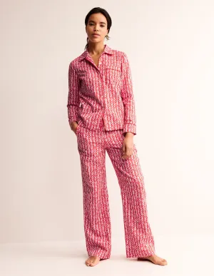Cotton Sateen Pyjama Trousers-Orchid Pink, Abstract Heart