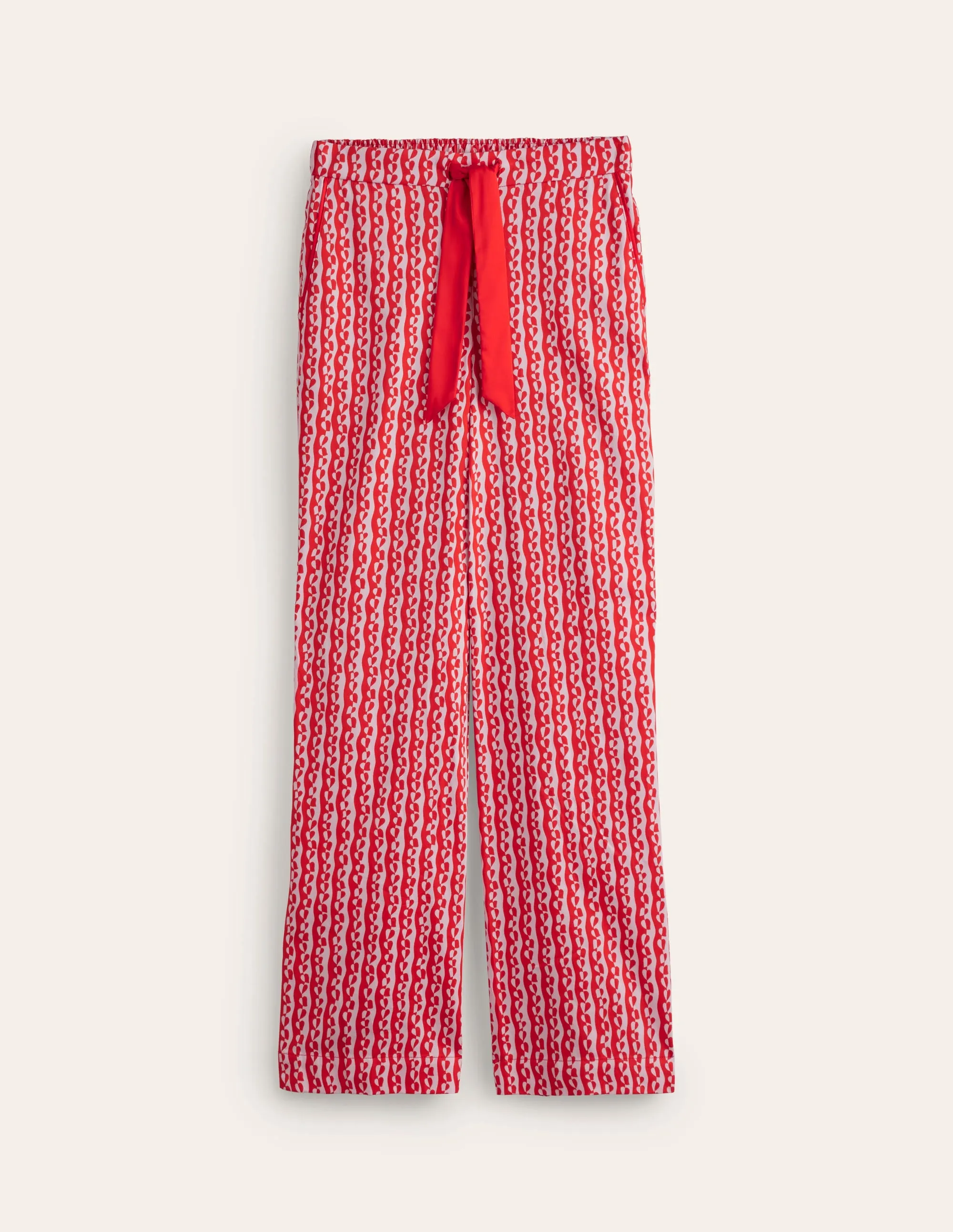 Cotton Sateen Pyjama Trousers-Orchid Pink, Abstract Heart