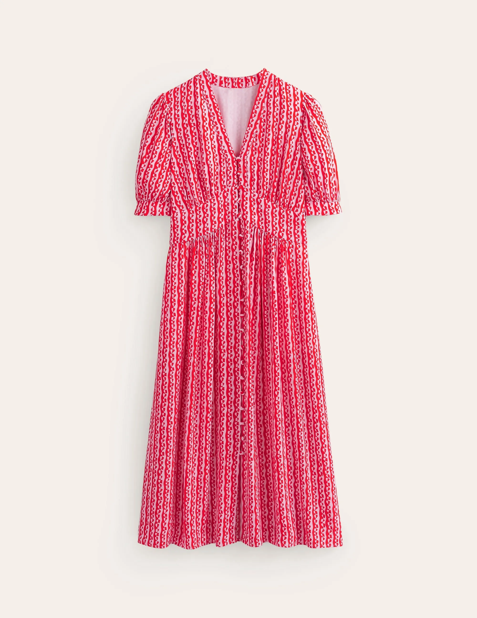 Elsa Midi Tea Dress-Orchid Pink, Abstract Heart