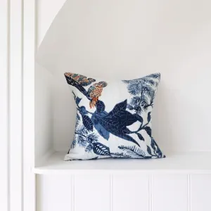 Frida Cushion Cover - White Blue Owl | Unique Decor