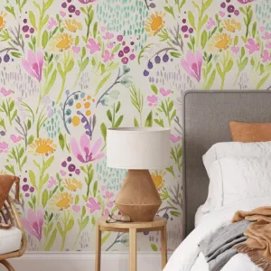 Hand Painted Colorful Flowers Wallpaper