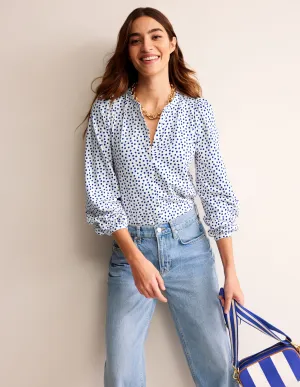 Marina Jersey Shirt-Ivory, Abstract Dot