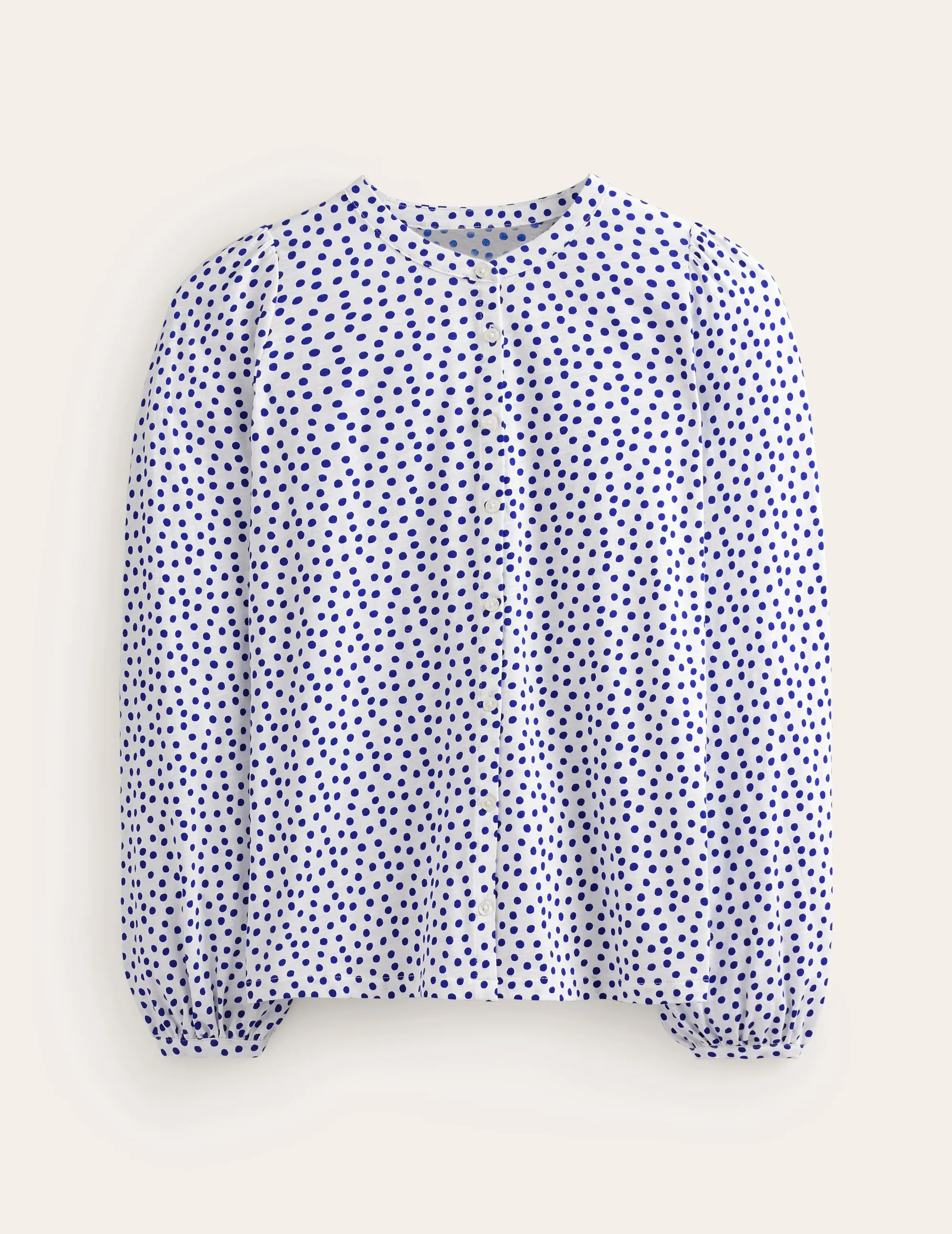 Marina Jersey Shirt-Ivory, Abstract Dot