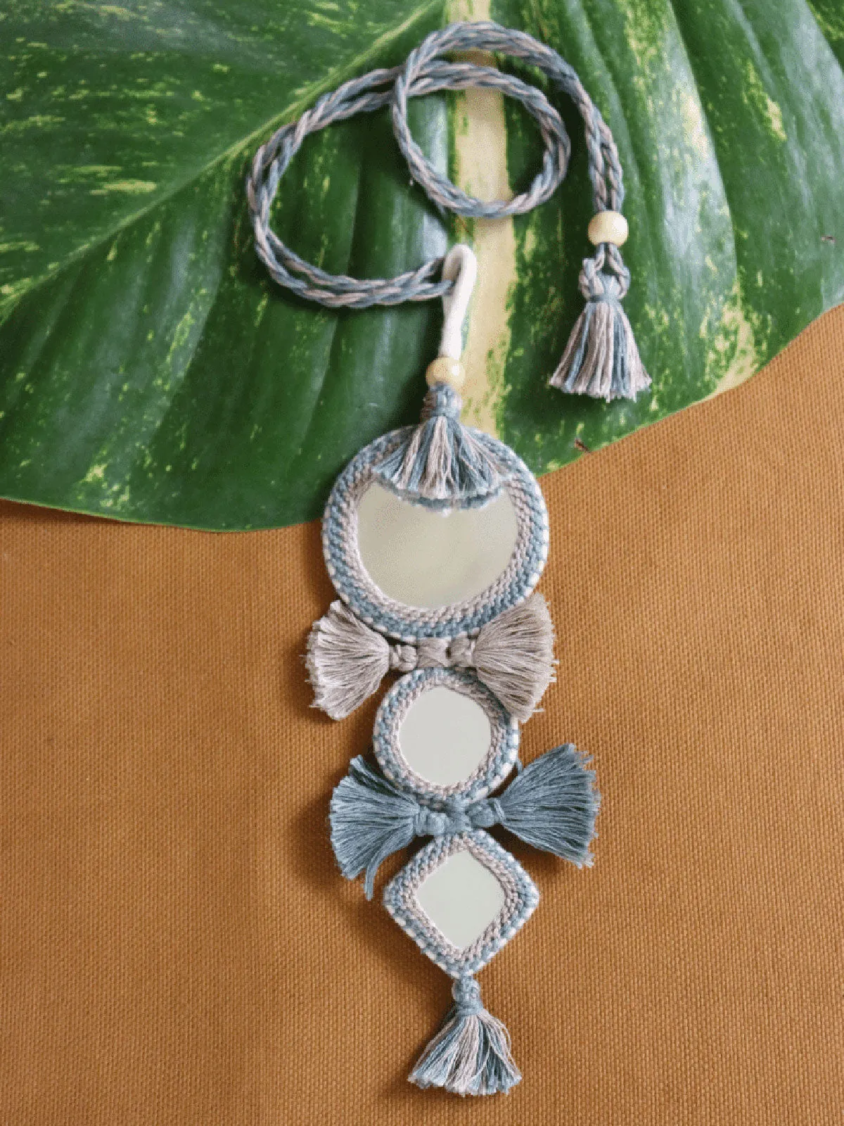 Mirror Neckpiece - Grey Blue & Cream