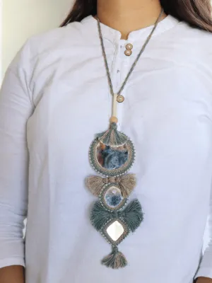 Mirror Neckpiece - Grey Blue & Cream