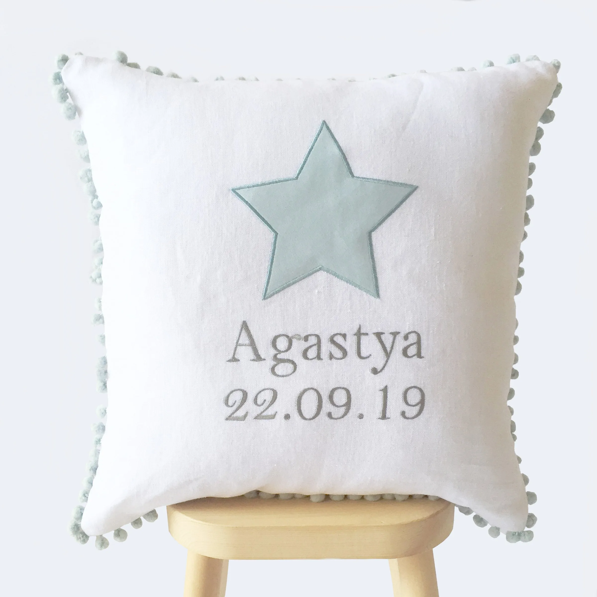 Personalised Name & Birth Date Cushion - Yellow