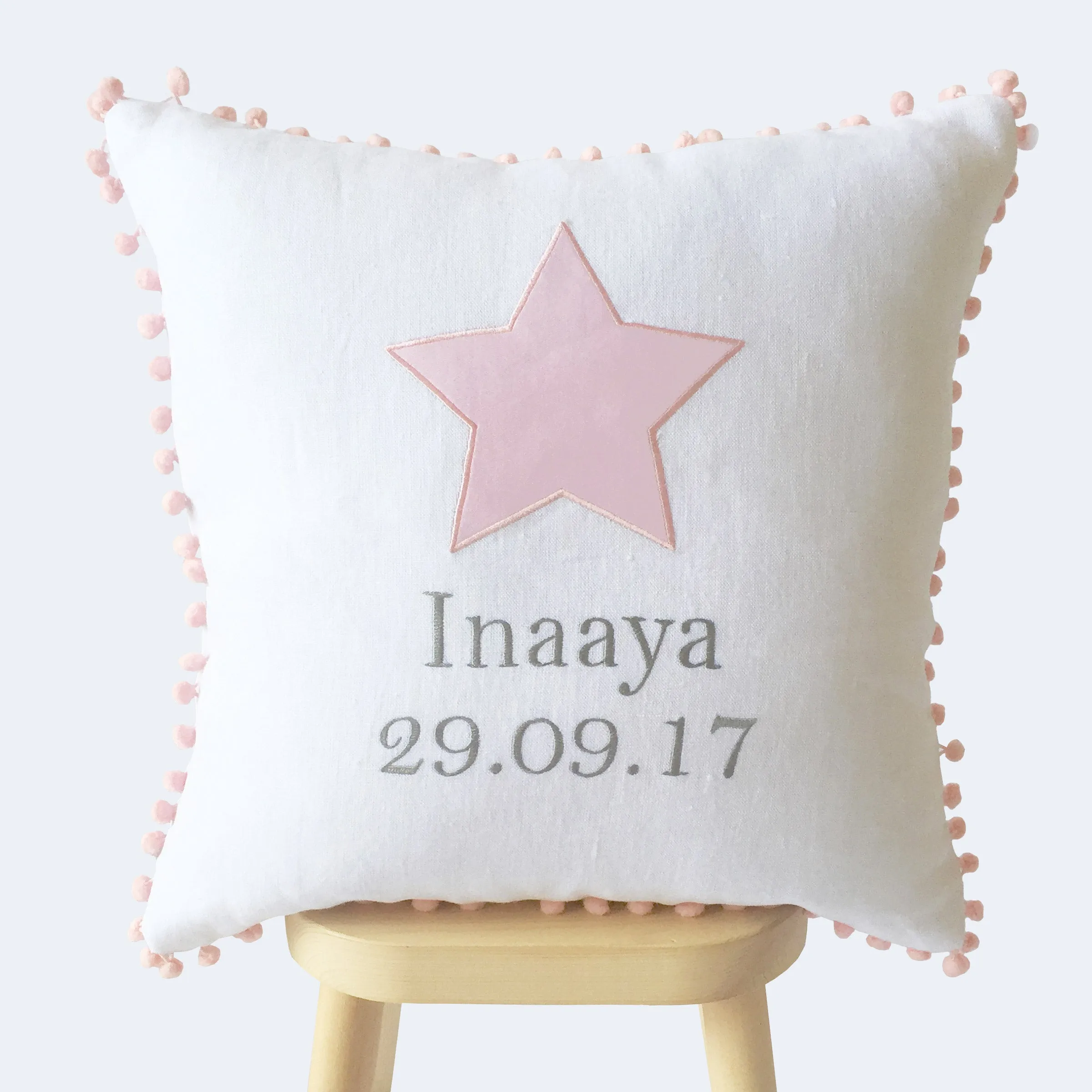 Personalised Name & Birth Date Cushion - Yellow