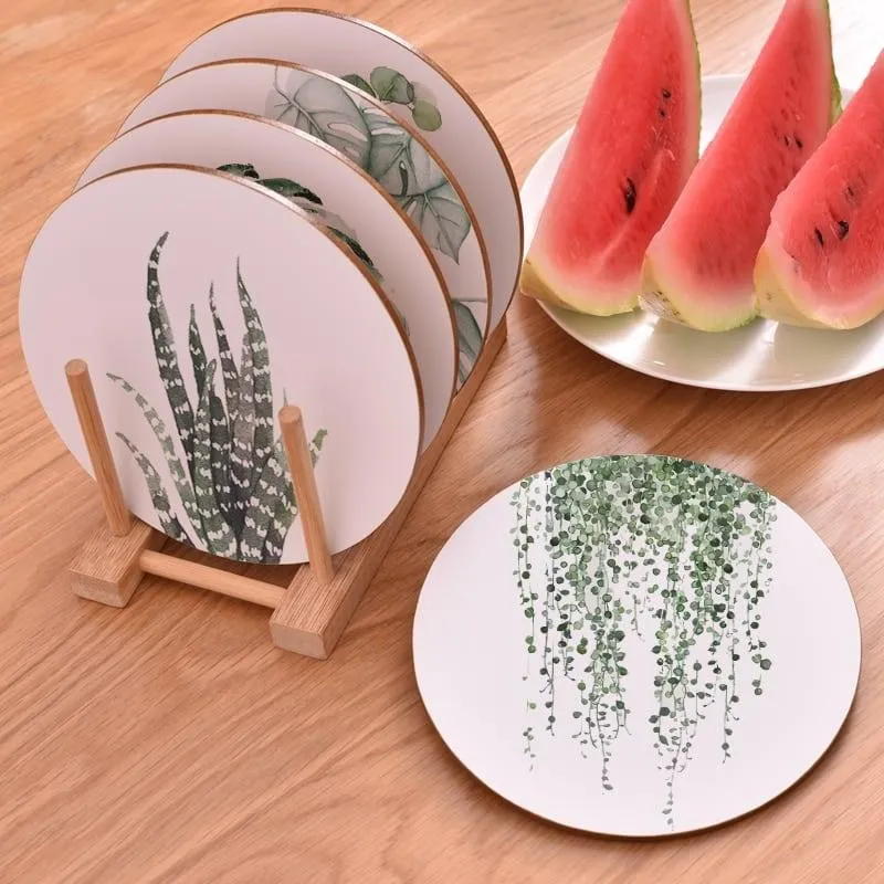 Plant Print Round Coaster