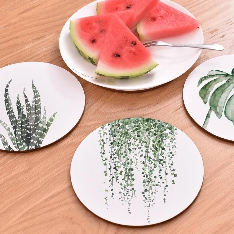 Plant Print Round Coaster