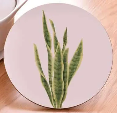Plant Print Round Coaster