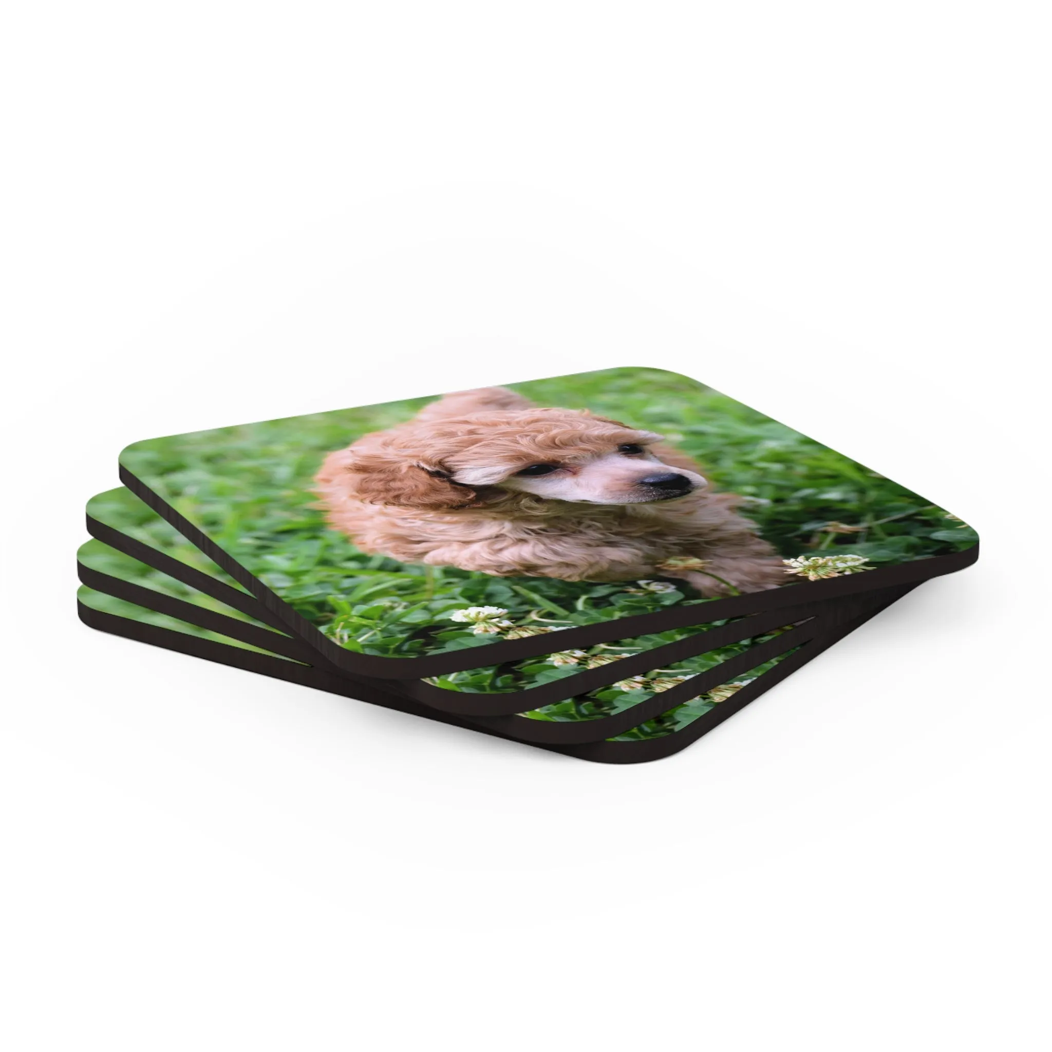 Poodle Coasters - Set of 4 Hardboard Coasters - Radiant Red Poodles - April