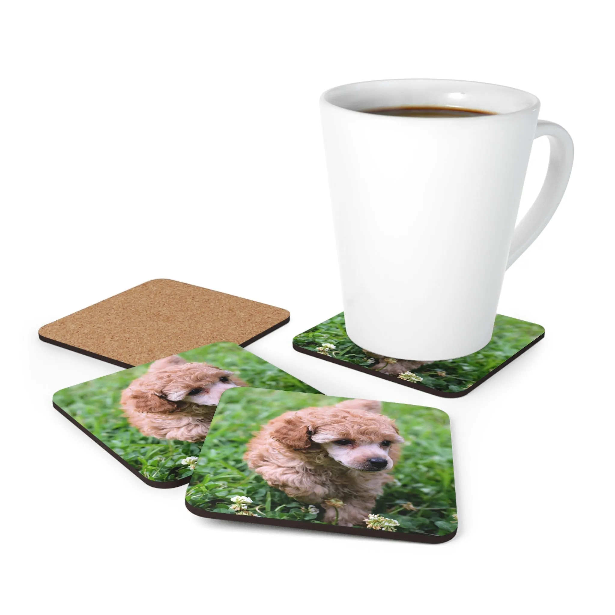 Poodle Coasters - Set of 4 Hardboard Coasters - Radiant Red Poodles - April