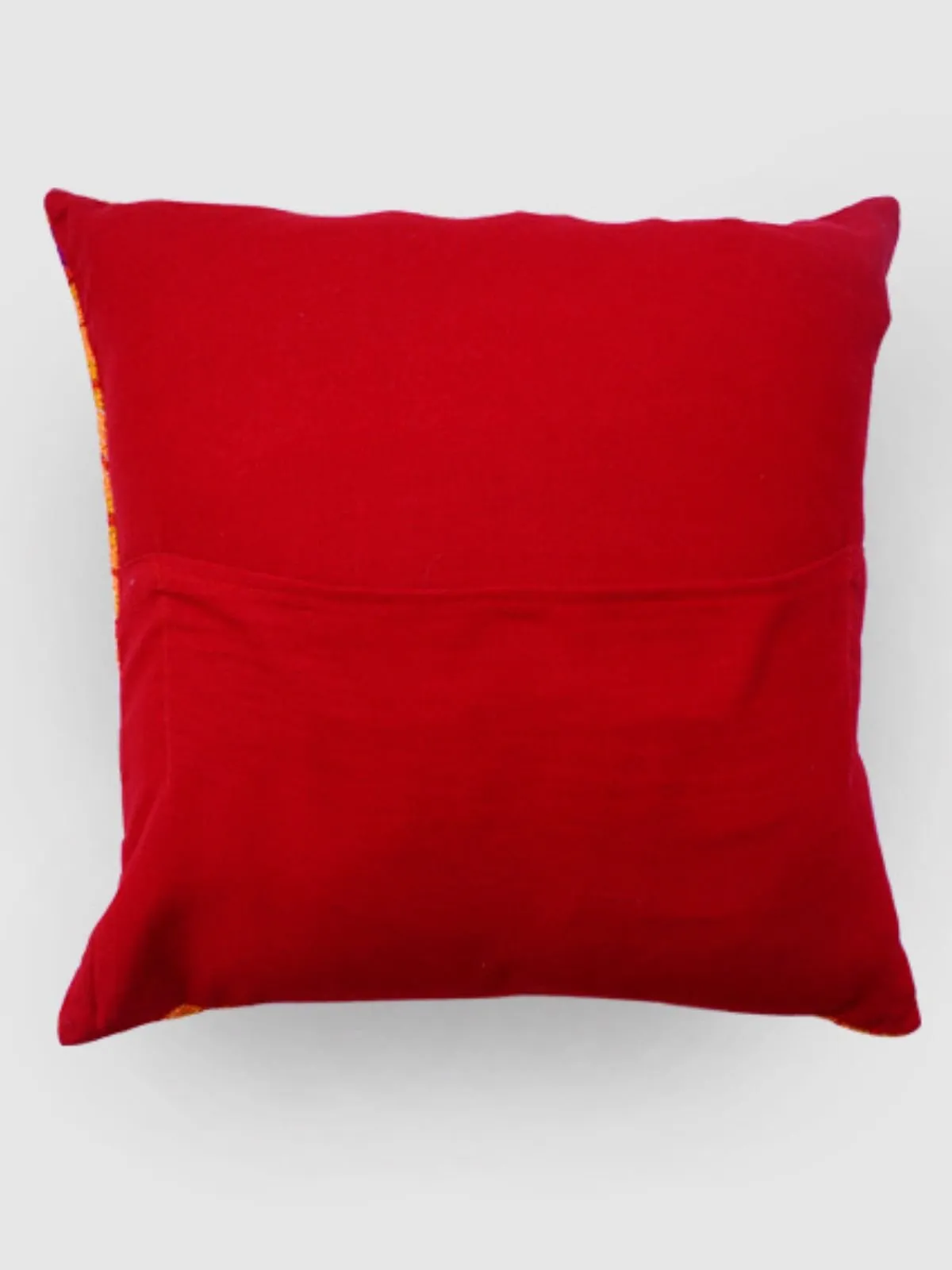 Poppies Chainstitch Embroidered Cushion Cover Red & Yellow
