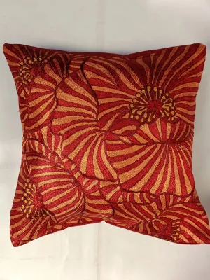 Poppies Chainstitch Embroidered Cushion Cover Red & Yellow