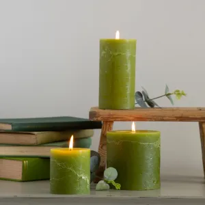 Rustic Pillar Candle Fern Green