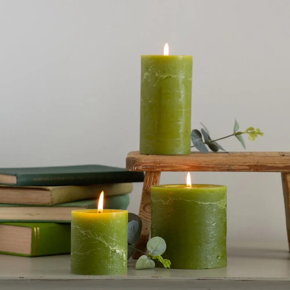 Rustic Pillar Candle Fern Green