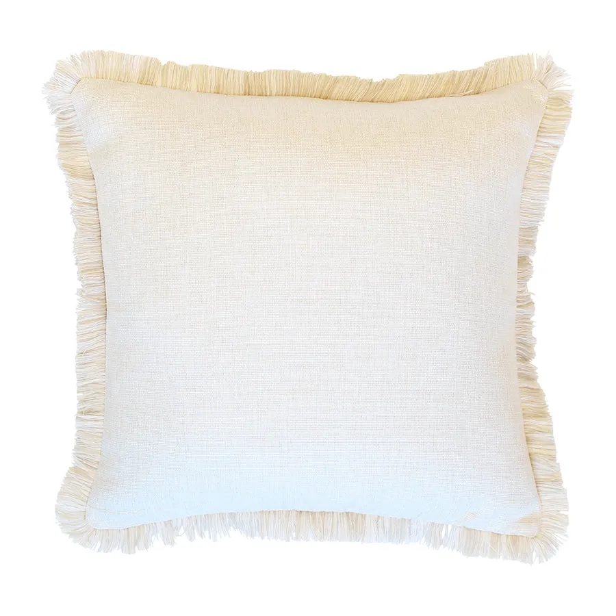 Solid Natural-Coastal Fringe-Cushion Cover-45cm X 45cm