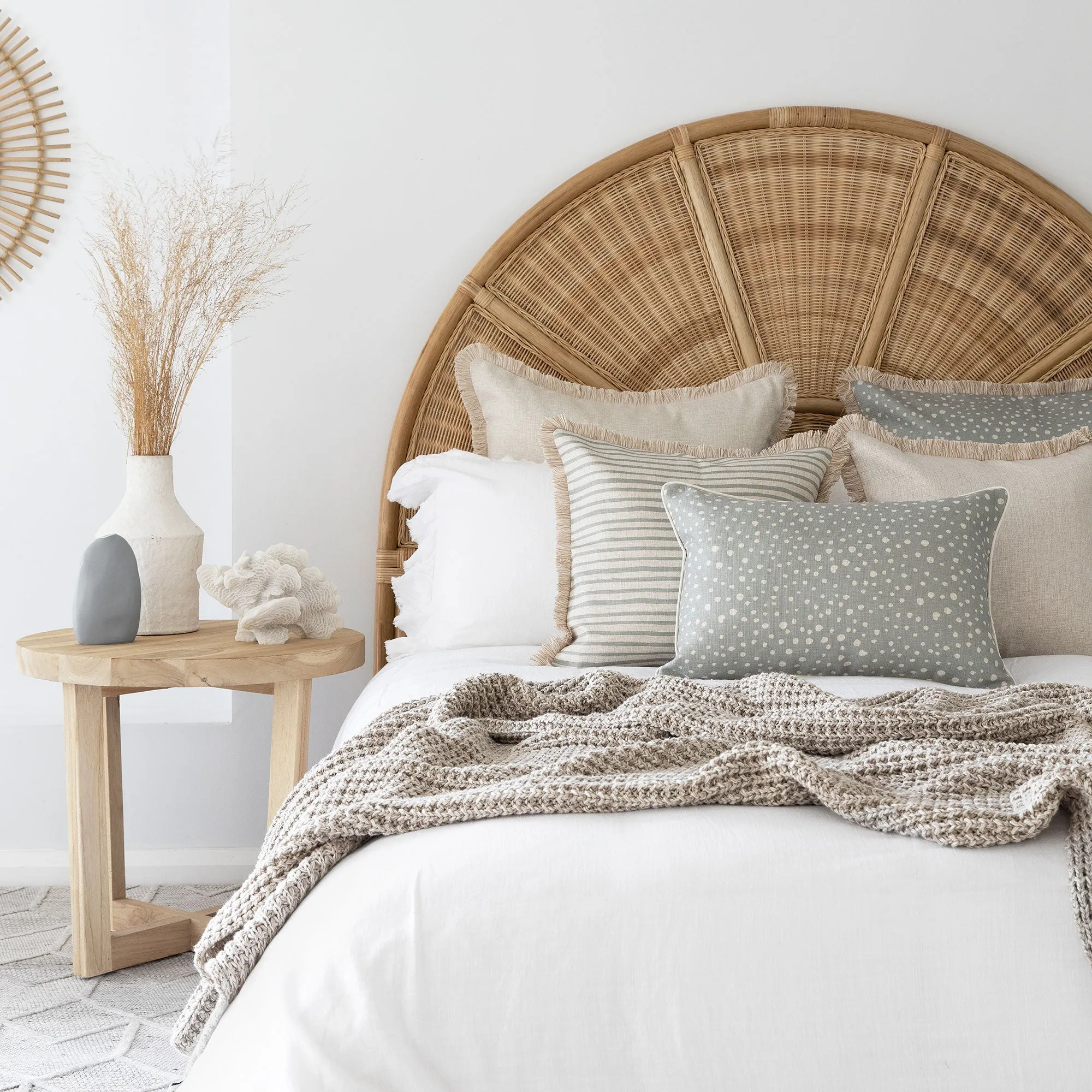 Solid Natural-Coastal Fringe-Cushion Cover-45cm X 45cm