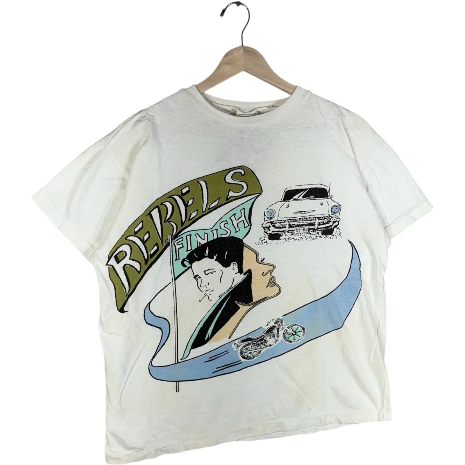 Vintage Hand Panted Rebel's Finish Pin Striping Tee