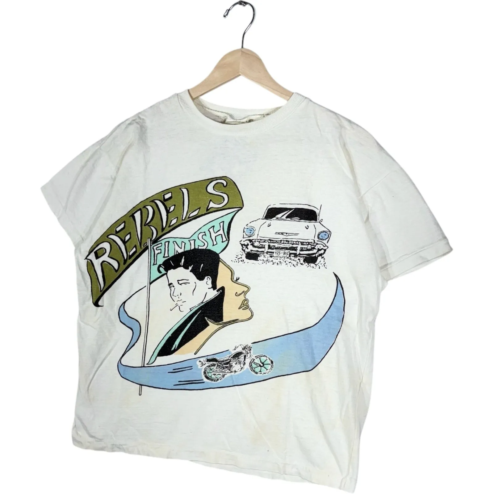 Vintage Hand Panted Rebel's Finish Pin Striping Tee