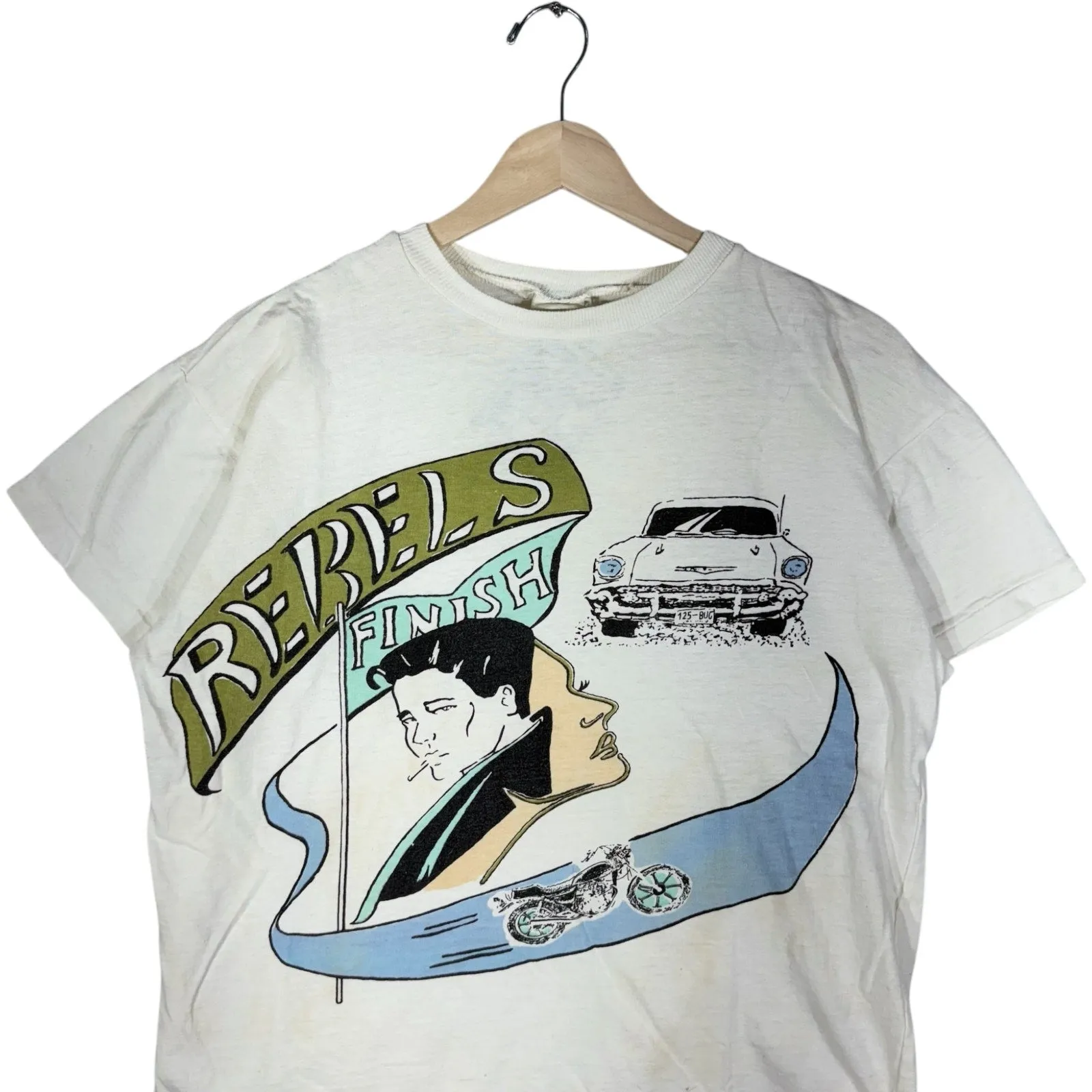 Vintage Hand Panted Rebel's Finish Pin Striping Tee
