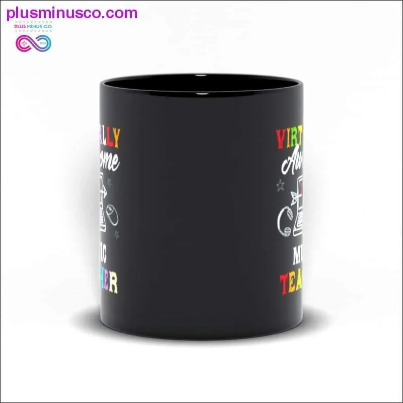 Virtually Awesome Music Teacher Black Mugs
